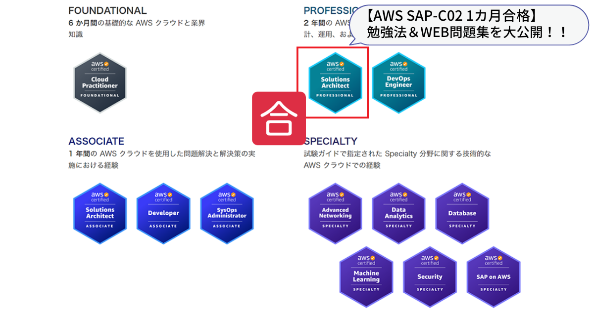 【AWS-SAP】1ヵ月合格体験記【僕はコレだけ】
