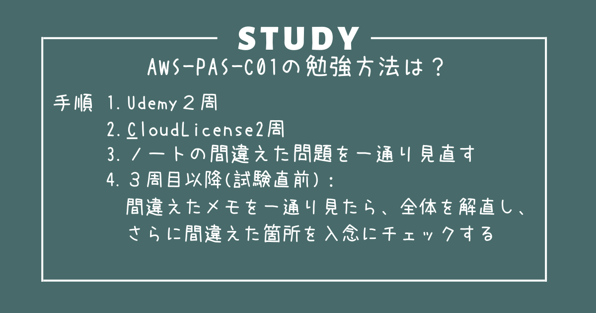 僕が実際に合格したAWS-PAS-C01勉強方法